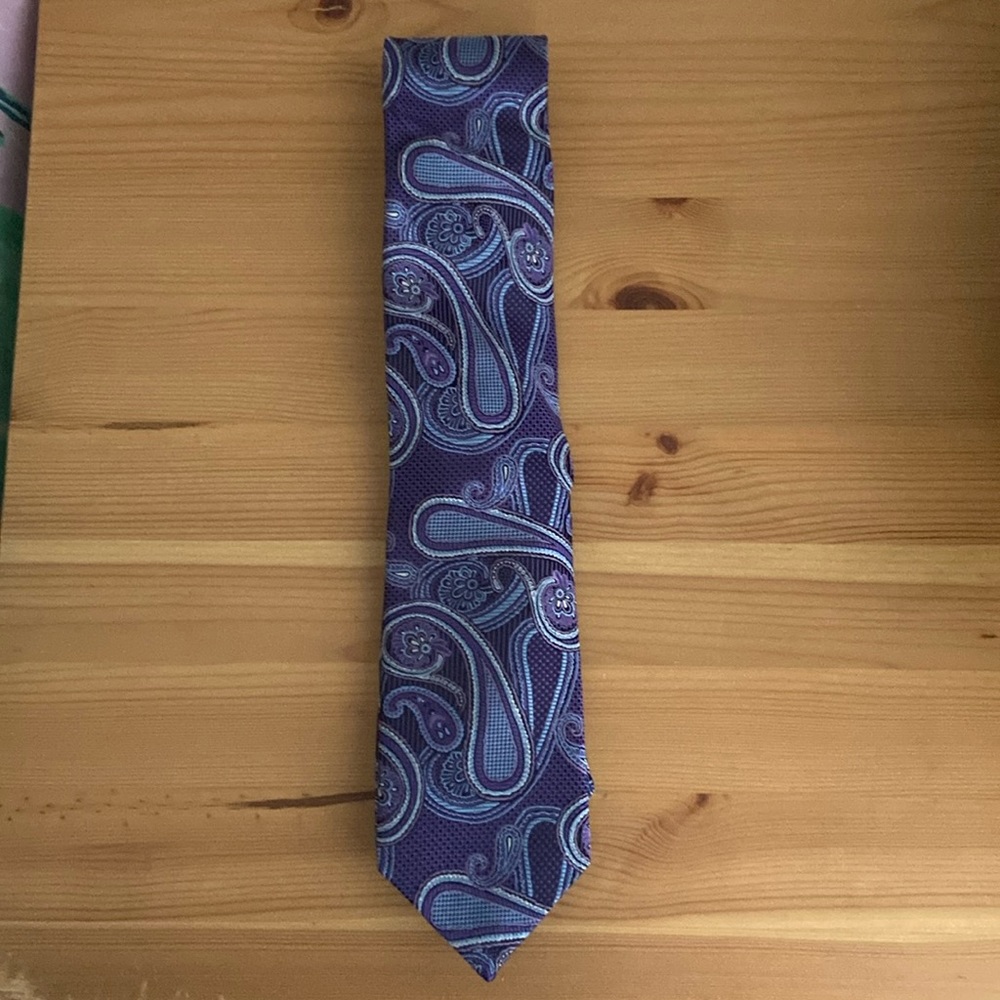 JZ Richards silk purple and blue tie